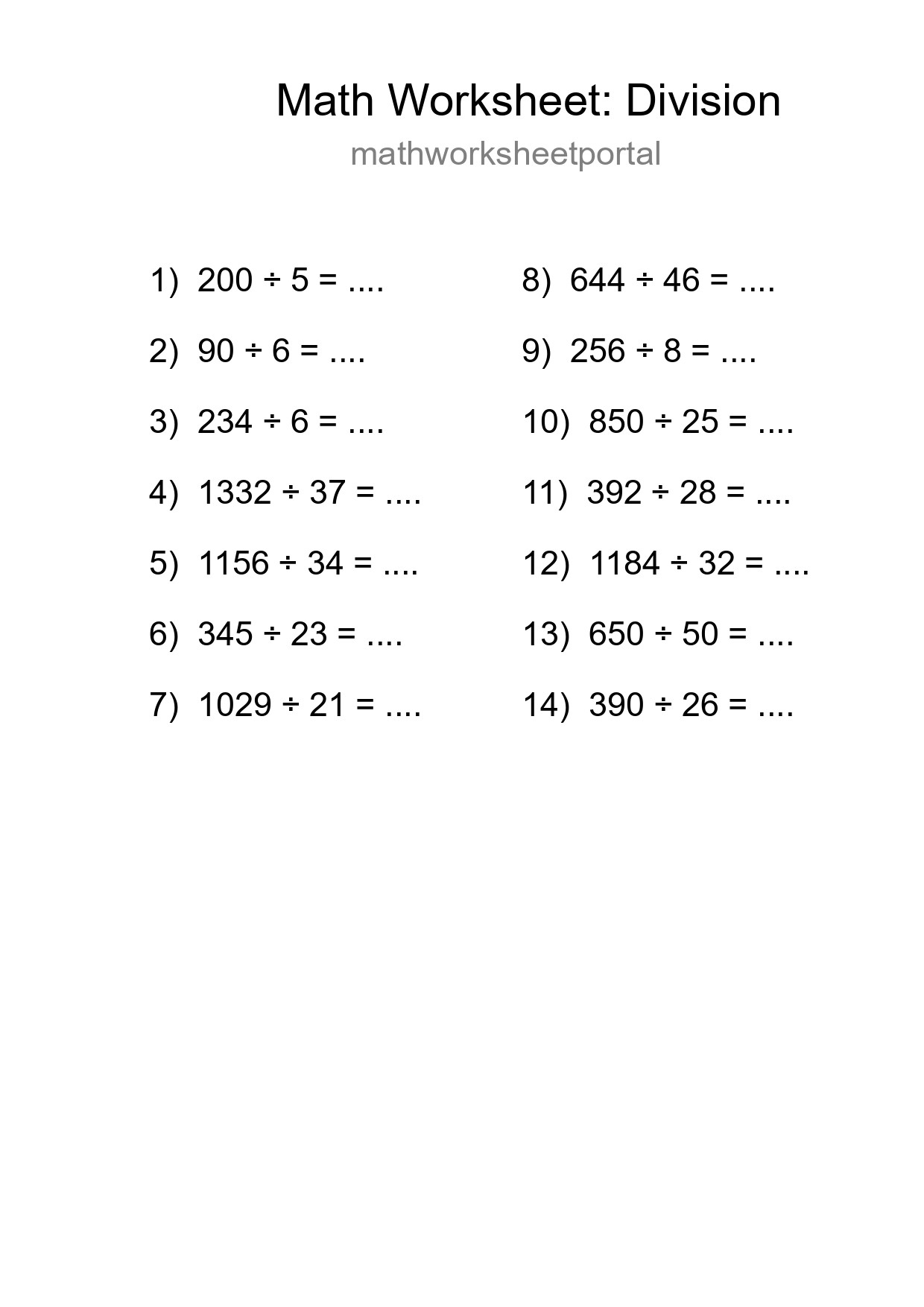 Free 14 Division Math Worksheet For Grade 2 - Part 264