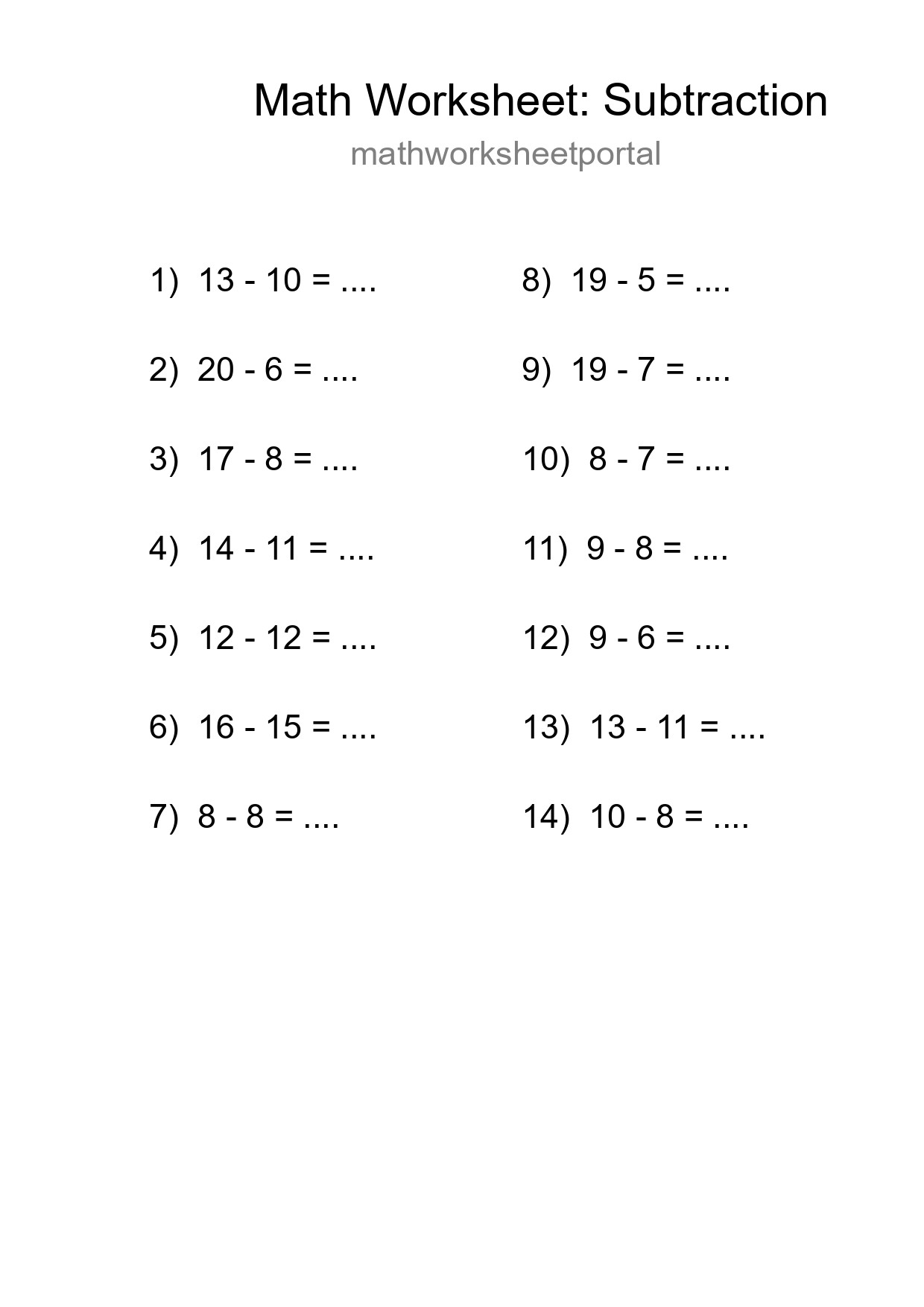 Free 14 Subtraction Math Worksheet For Grade 2 With Answers - Part 288