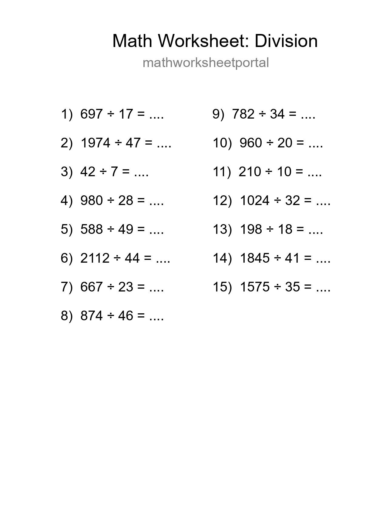 Free 15 Division Math Worksheet For Grade 2 With Answers - Part 144