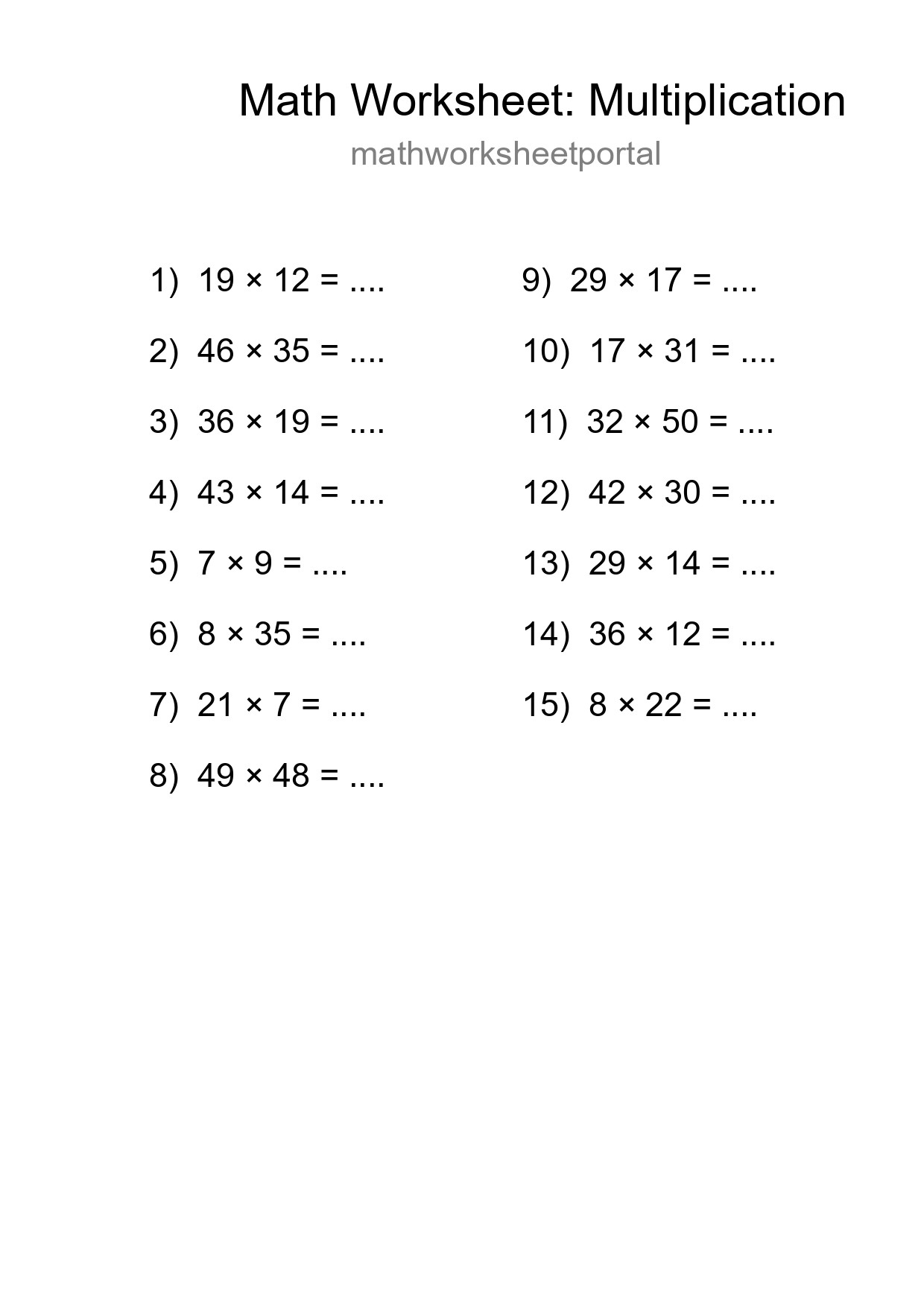 Free 15 Multiplication Math Worksheet For Grade 2 - Part 27