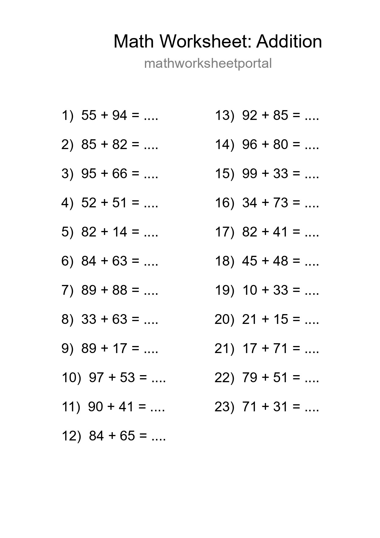 Free 23 Addition Math Worksheet For Grade 3 - Part 11