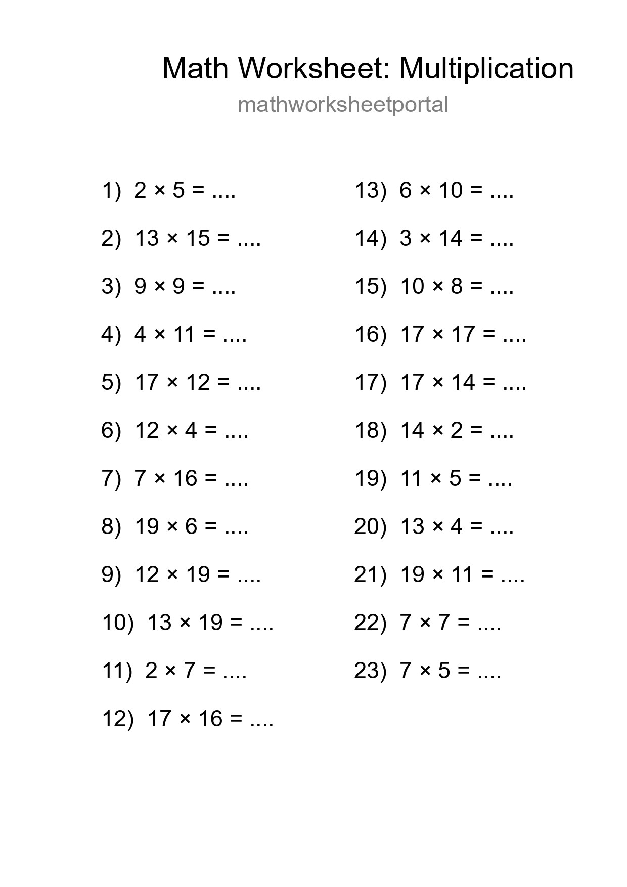 Free 23 Multiplication Math Worksheet For Grade 2 - Part 17
