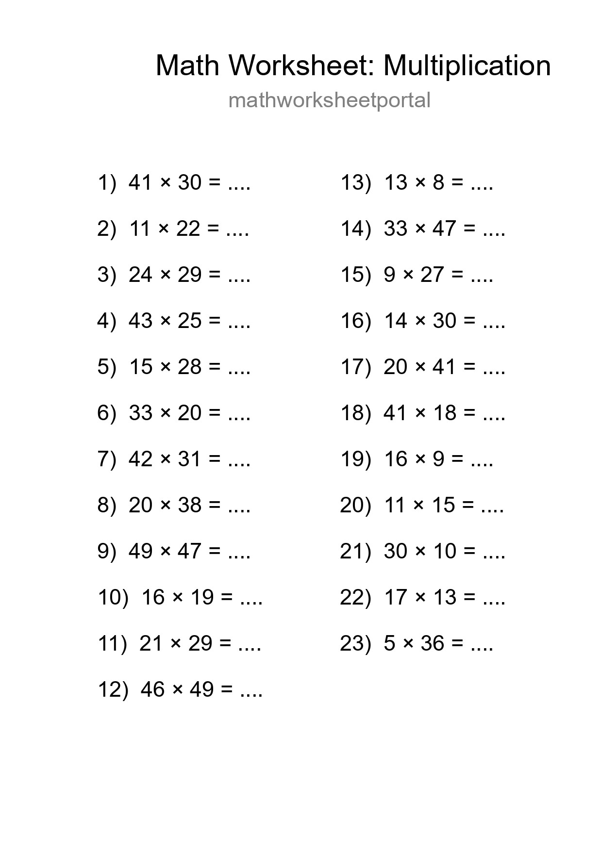 Free 23 Multiplication Math Worksheet For Grade 2 - Part 97