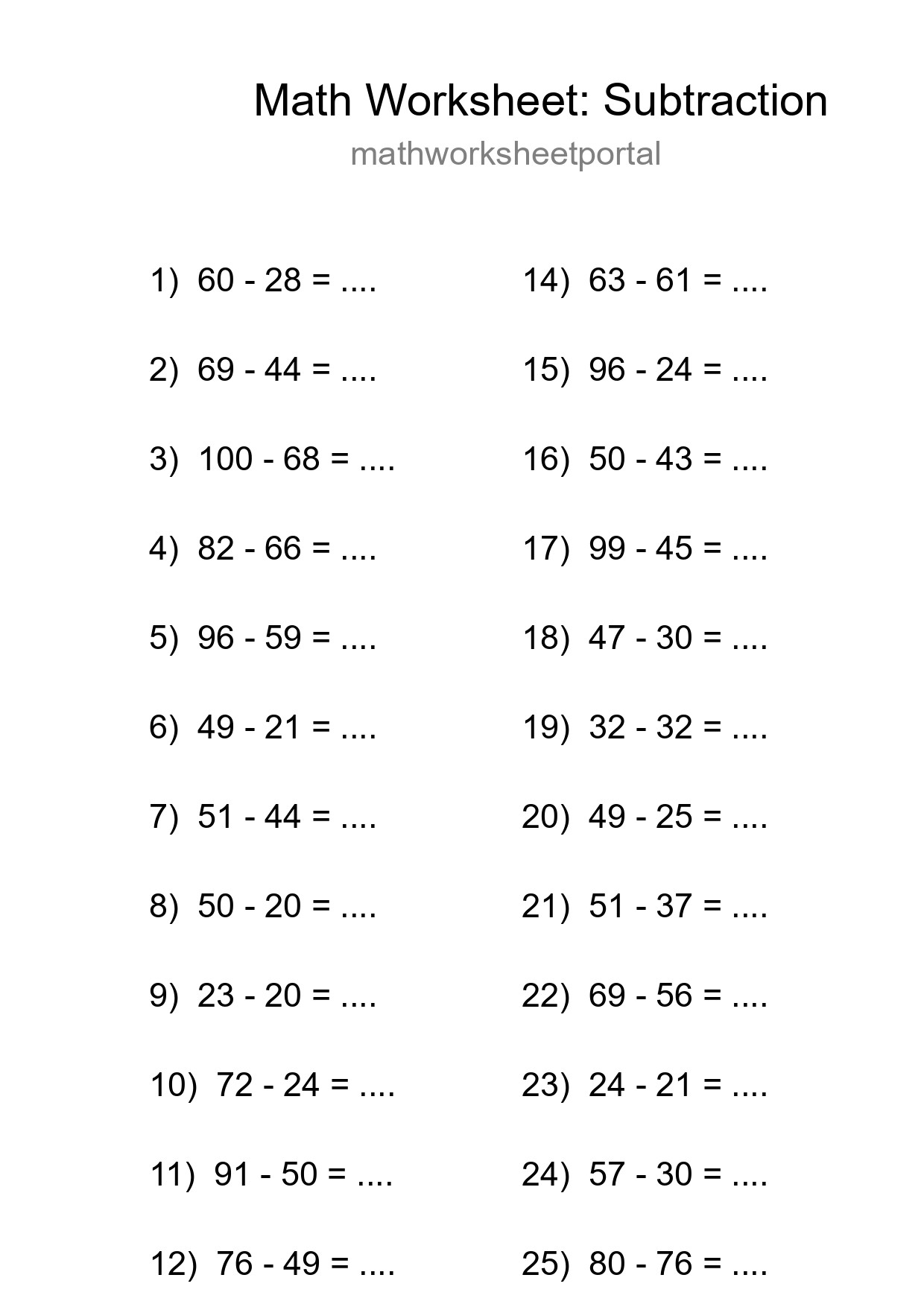 Free 26 Subtraction Math Worksheet For Grade 3 - Part 218