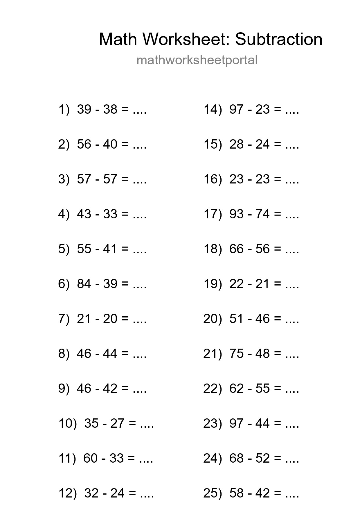 Free 26 Subtraction Math Worksheet For Grade 3 - Part 238