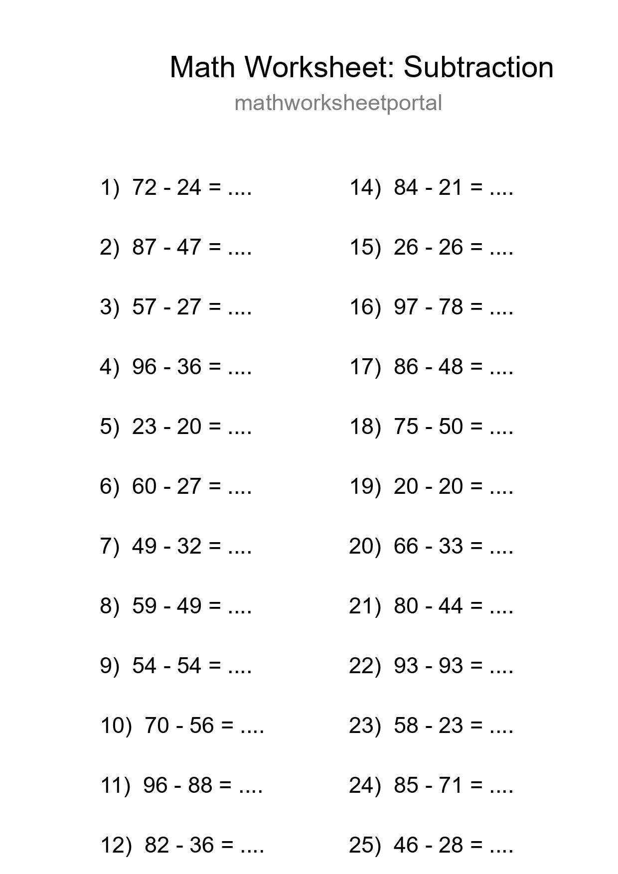Free 26 Subtraction Math Worksheet For Grade 3 With Answers - Part 128