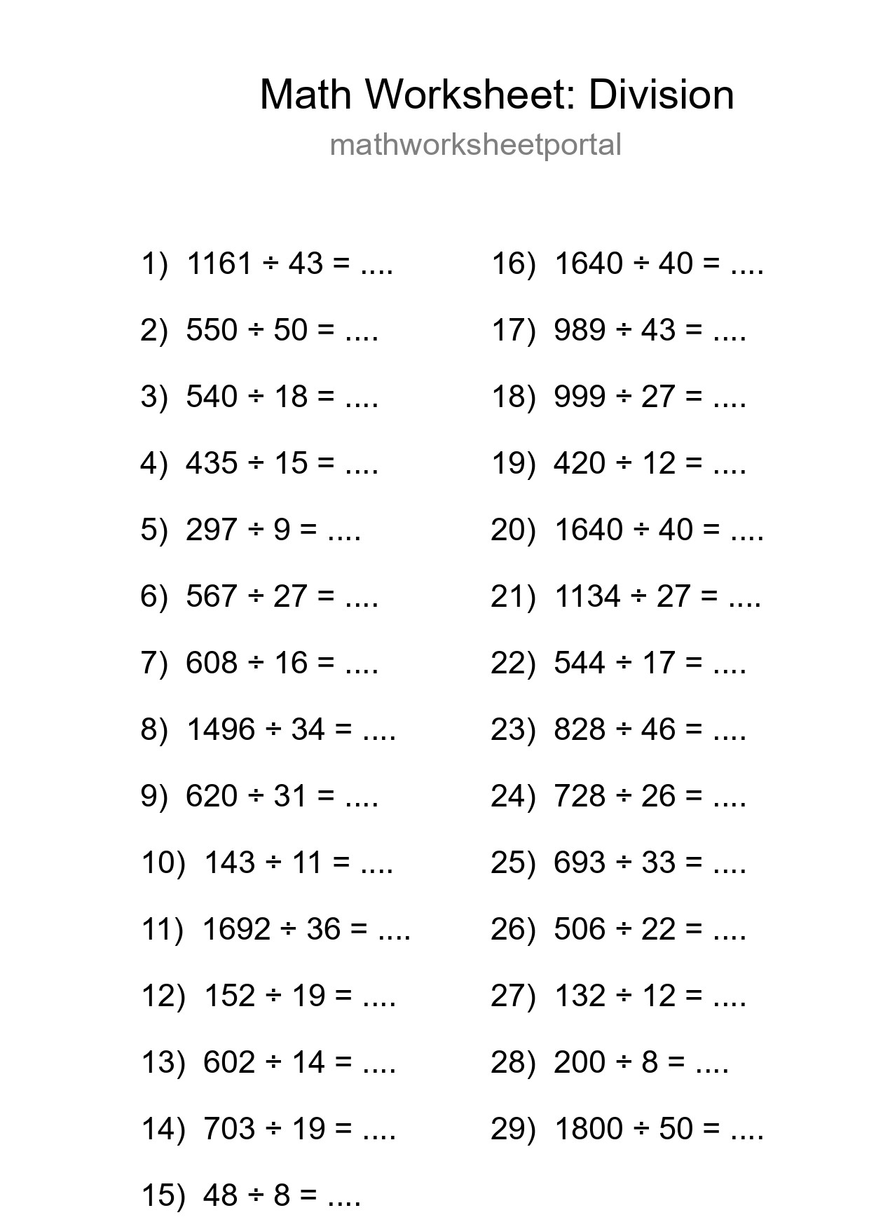 Free 29 Division Math Worksheet For Grade 2 With Answers - Part 164