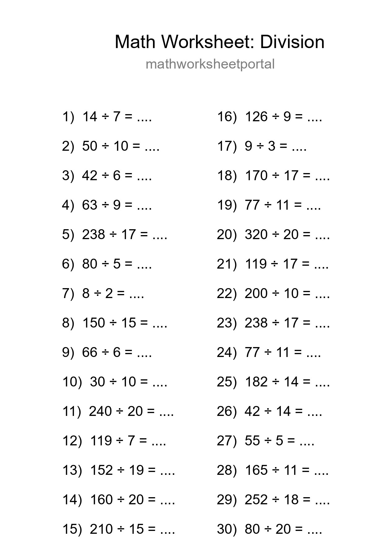 Free 30 Division Math Worksheet For Grade 2 - Part 284