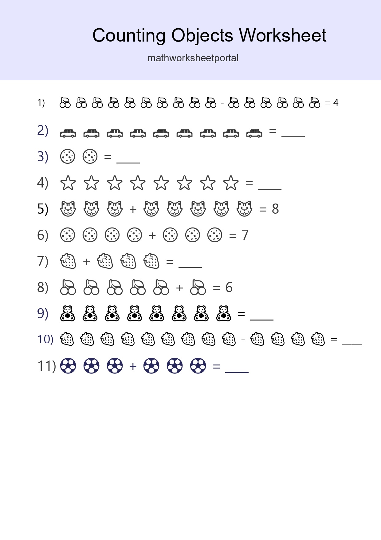 Free Counting Objects Worksheet For Kindergarten - Part 123