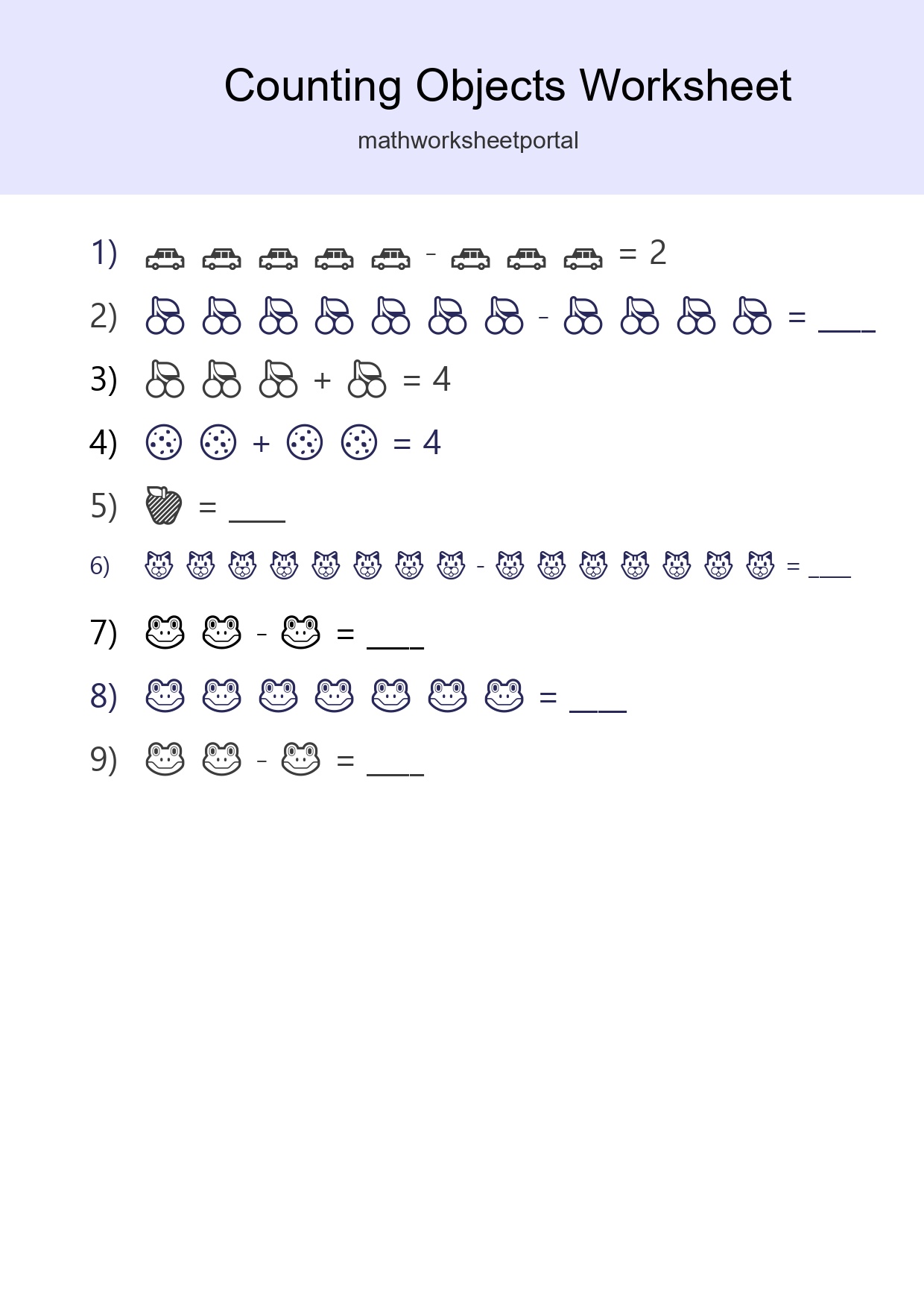 Free Counting Objects Worksheet For Kindergarten - Part 133