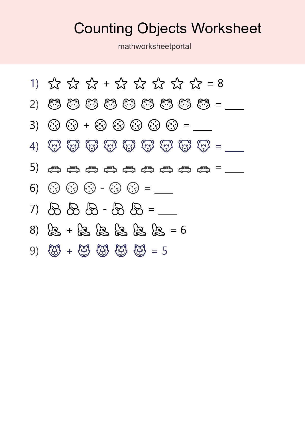 Free Counting Objects Worksheet For Kindergarten - Part 153