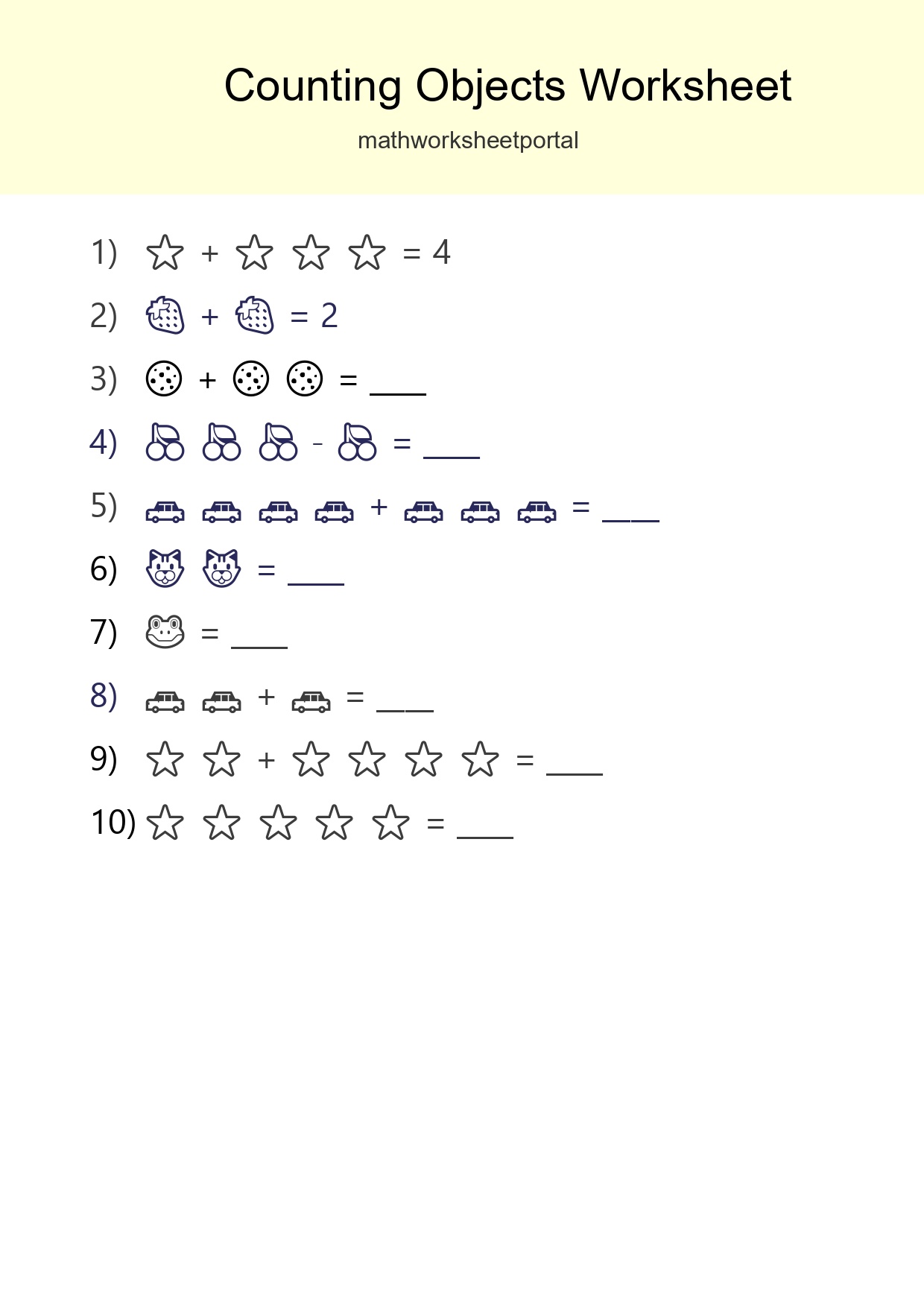 Free Counting Objects Worksheet For Kindergarten - Part 283