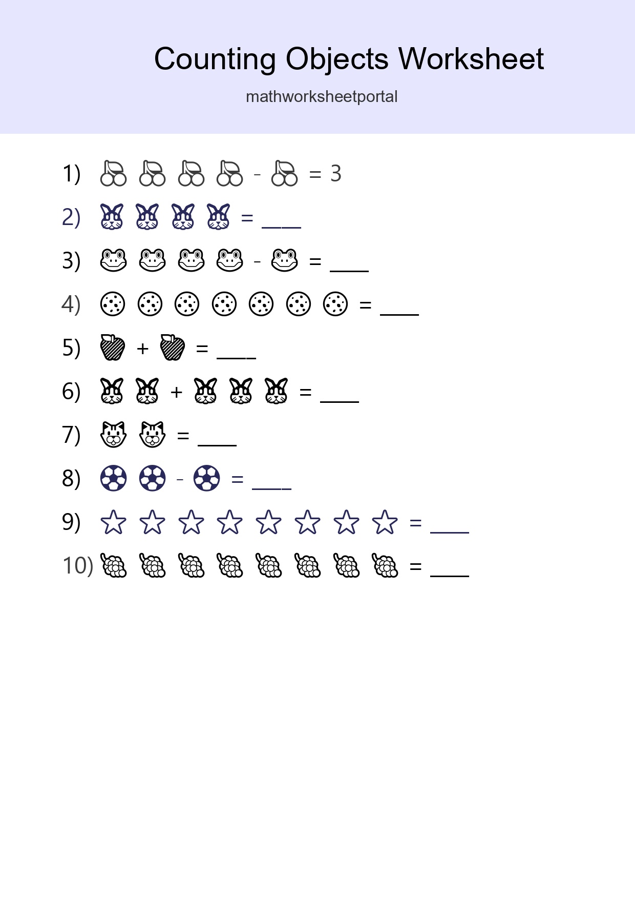 Free Counting Objects Worksheet For Kindergarten Printable - Part 183