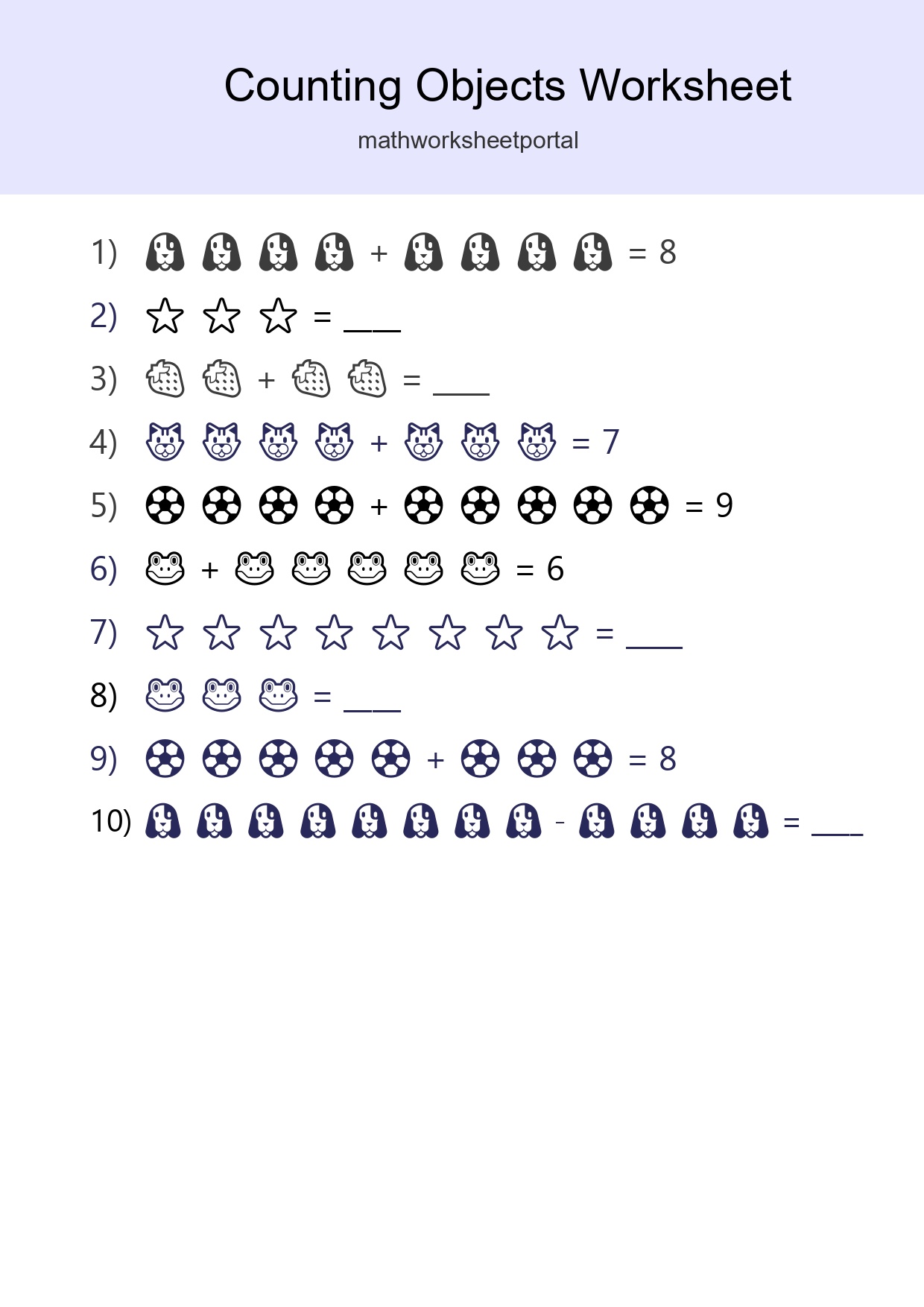 Free Counting Objects Worksheet For Kindergarten Printable - Part 233