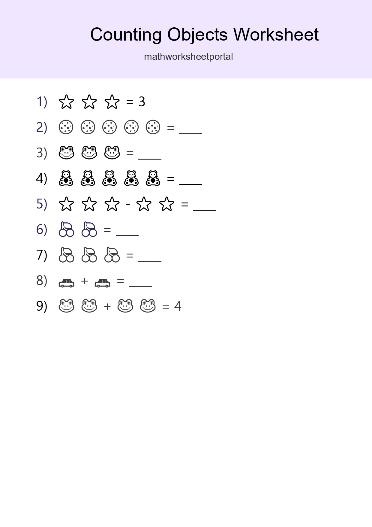 Free Counting Objects Worksheet For Pre-K Printable - Part 83