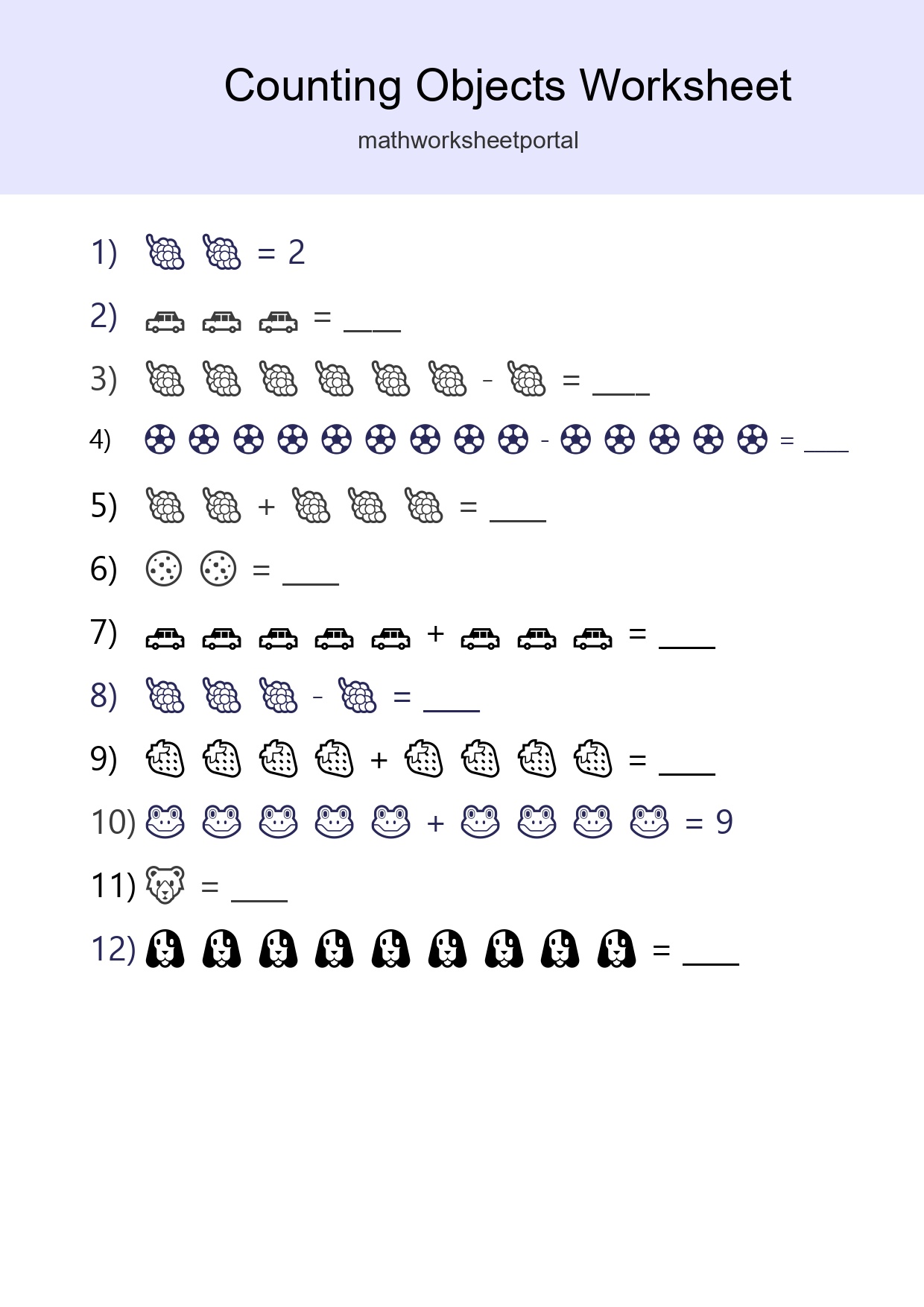 Learn Counting With Pictures Worksheet (Kindergarten) - Part 103