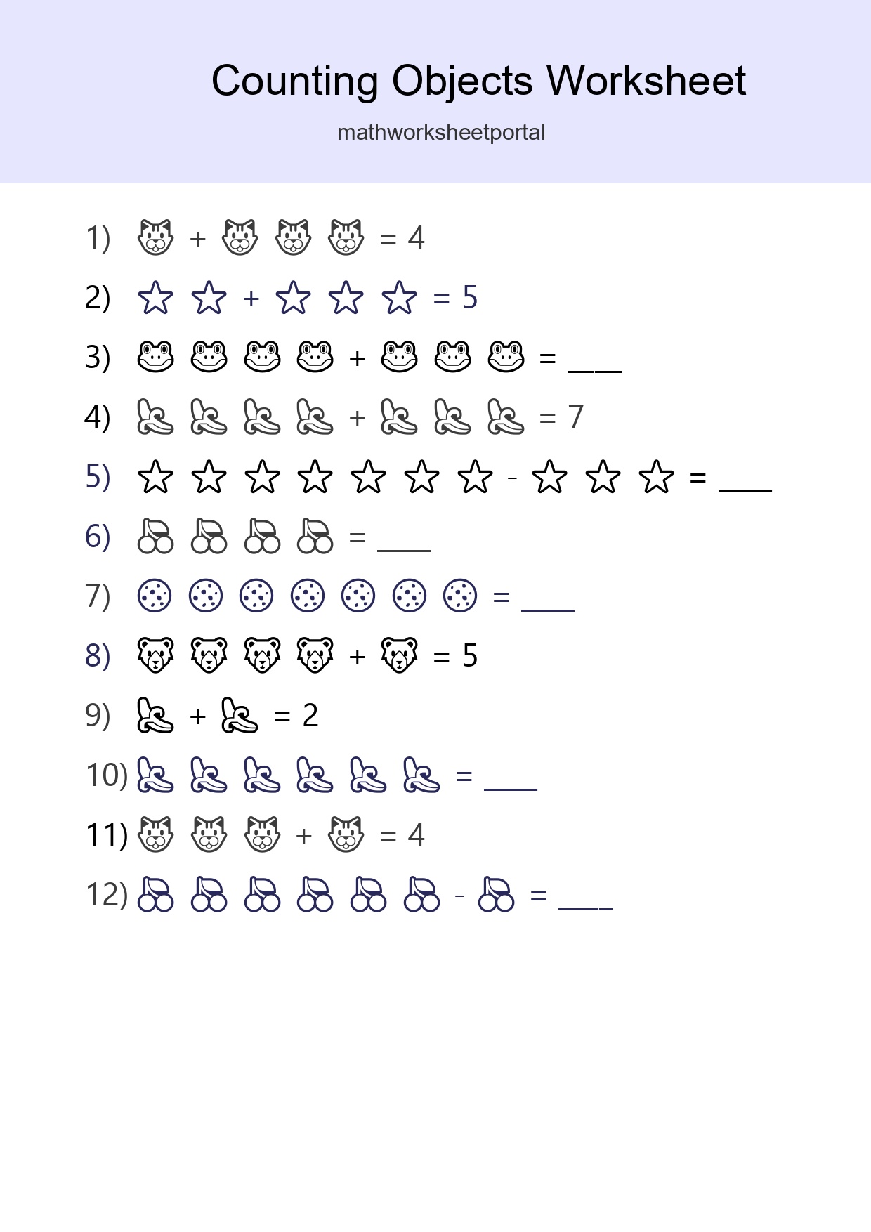Learn Counting With Pictures Worksheet (Kindergarten) - Part 113