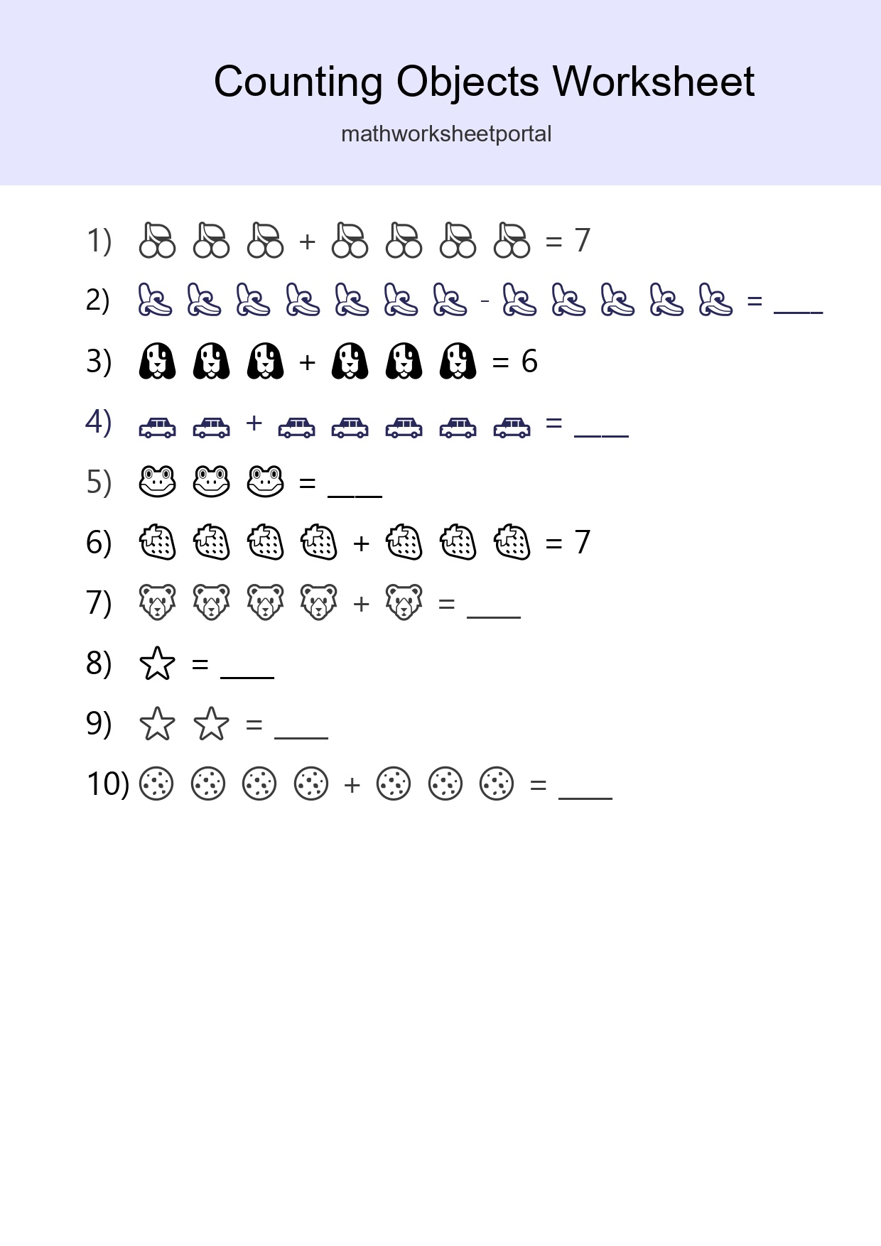Learn Counting With Pictures Worksheet (Kindergarten) - Part 43